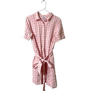 Lisa Marie Fernandez Pink Gingham Shirt Dress Button Down Size Medium